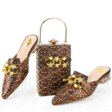 doershow African fashion Italian Shoes And Bag Sets For Evening Party With Stones blue Italian Handbags Match Bags! HAE1-3