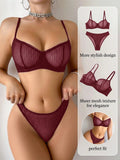 New Fashion Red lace set pretty Underwire set  Party is eye-catching lingerie Set stripe solid color Women set MR2864