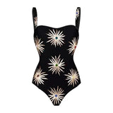 Retro One Piece Swimsuit with Skirt Shoulder Strappy Floral Print Women's Slimming Bathing Suit Beach Wear