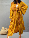New 10 Colors Printed Long Sleeve With Belt Tunic Beach Cover Up Cover-ups Beach Dress Beach Wear Beachwear Female Women V4521