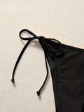 Women Bikini Set Solid Color Triangle Halter Neck Tie Side Two Piece Swimsuit Adjustable String Swimwear for Beach Vacation