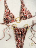 2026 Triangle Halter Thong Bikinis Women Printed Swimwear Female Sexy Ring Linked Swimsuit Bathers Bathing Swimming Swim Suit