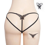 Double-Layer Thin Strap Sexy Thong Butterfly Embroidery Low Waist Sexy Bikini Pure Lace Sequins T-Shaped Panties Sexy G-strings