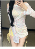 New Swimsuit for Women, Split Long Sleeved Sun Protection, Fresh and Sweet, Pure Desire, Beach Three Piece Swimsuit Set