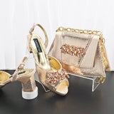 doershow African fashion Italian Shoes And Bag Sets For Evening Party With Stones gold Italian Handbags Match Bags! HM1-1