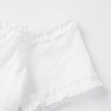 Women Summer White Dress Trim Off Shoulder Short Sleeve Button-up A-line Mini Dresses for Daily Office Party