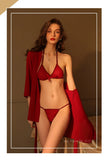 Sexy bikini robe set three-point cardigan robe two-piece set