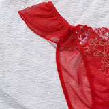 Floral Embroidery Lace Lingerie Set Sexy Women Sheer Mesh Ruffle Trim Cami Top And Panty 2 Piece Sleepwear