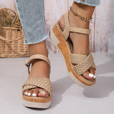 Women's Braided Platform Sandals 2025 Summer Chunky Wedges Gladiator Sandals Woman Ankle Straps Vacation Casual Beach Sandles