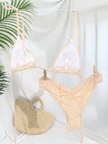 Miyouj Glitter Fabric Bikinis 2026 Sexy Bikini Set Folds Swimsuit Female Halter Bathing Suit Women Swimwear New Beachwear