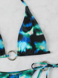 Halter Triangle String Bikinis 2026 Women Sexy Ring Linked Swimsuit Printed Swimwear Female Bathers Bathing Swimming Swim Suit