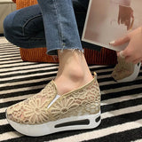 Classic Black Embroider Sneakers for Women 2025 Comfortable Breathable Mesh Casual Shoes Woman Lightweight Platform Shoes Mujer