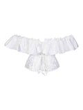 Chest corset with satin ruffled sleeves and waist-tightening palace corset at the back of the shoulder.
