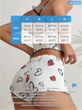 Women Pajama Set Heart Print Ribbed Sleepwear Cute Cami Top and Shorts Loungewear Summer Homewear Nightwear
