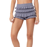 Women Knit Shorts Elastic Waist Ruffle Layered Short Pants Summer Fall Casual Kawaii Grunge Y2K Aesthetic Shorts