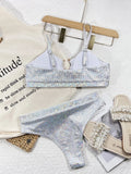 2026 Sexy Bikini Sliver Sequins High Waist Swimwear Swimsuit Women Bikinis Set Bathing Suit New Bikini Female Push Up Metal Hoop
