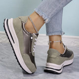 Fashion Lace Up Thick Bottom Sneakers for Women 2025 Zipper Decor Platform Sneakers Shoes Woman Non Slip Plus Size Sports Shoes