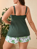 2026 Tankini With Pocket Floral Swimsuit Women Large Plus Big Size Two Pieces Swimwear Female Bathing Swimming Swim Suit 0XL-5XL