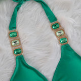 Halter Brazilian Rhintstones Diamond Bikini Women Swimsuit Female Swimwear Two Pieces Bikini Set Scrunch Butt Bathing Suit Swim