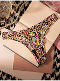 Ice Silk Leopard Women Panties Sexy G String Thong Seamless Underwear T Back Candy Color Girls Briefs Underpants Plus Size M-XXL
