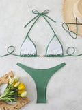 Triangle Halter Thong Bikinis 2026 Women Sexy Swimsuit Solid String Swimwear Female Bathers Bathing Swimming Swim Suit Beachwear