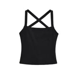 Solid Color Sexy Back-Cross-Strap Tank Top For Women New Summer Slim-Fit Short Outerwear Base Top Pure Desire Casual Style 56ZA