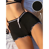 XS - L Bow Mini Shorts Ribbed Bikini Bottom Swim Brief Women Swimwear Female Bather Brazilian Tanga Panties Underwear V6538