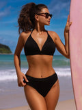 3 Colors Sexy Bikini Women Swimwear Swimsuit Push Up Pit Striped High Waist Solid Bikinis Set Bathing Suit Beach Bikini Female