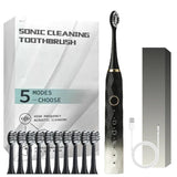 Electric Toothbrush Rotary With Timer Waterproof USB Rechargeable 10 Heads