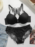 Women's sexy embroidered lace lingerie set for front gathered push ups back butterfly comfortable and close fitting bra set 2120