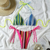 XS - L Mesh Knitted Rope Halter Brazilian Bikini Women Swimwear Female Swimsuit Two-pieces Bikini Set High Cut Bathing Suit Swim
