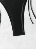 Sexy Shiny Silver Bikini Set Women Push Up Micro Swimsuit 2025 Brazilian Beach Bathing Suit Tie Side Thong Swimwear Biquini
