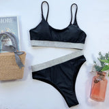 Bikini 2026 Sexy Swimwear Swimsuit Women Push Up High Waist Shining Bandage Patchwork Bikinis Set Bathing Suit Biquinis Feminino
