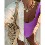 2026 Sexy Women One Piece Swimsuit Swimwear Female Solid Push Up Thong Bather Bathing Suit Monokini Brazilian Swimming Suits