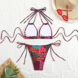 2026 String Triangle Printed Bikini Women Sexy Swimwear Female Halter Swimsuit Solid Bathers Bathing Swimming Swim Suit Beach