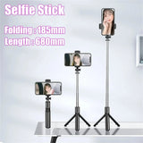 Roreta Wireless Selfie Stick Tripod Stand Bluetooth Remote Extendable Tripod for iPhone Mobile Phone Tiktok Live Streaming