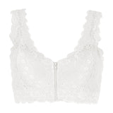 Zipper Sexy Lace Bras For Women V Neck Push Up Padded Brasiere Tops Hollow Out Bralette Breathable Comfortable Women'S Underwear