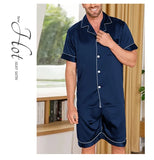 Men Satin Pajama Set Sleepwear for Man Summer Short Sleeve Button-Down Shirt & Shorts Pajamas 2 Piece Home Clothes Short Suit