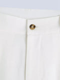 Foridol White Cotton Linen Long Pants Set Sleeveless Vest Pants Suit Office Lay Autumn Summer Wide Leg Casual Fashion Set Outfit