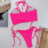 Sexy High Cut Leopard Bikini Women Thong Swimwear Female Swimsuit Two-pieces Bikini set Lace Up Bather Bathing Suit Swim Lady