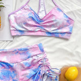 New Two Piece Swimsuit Swimwear Women Print Shirring High Waist Bathing Suit Beachwear High Quality Banadores Bikini 2026 Mujer