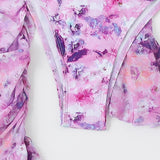 4 Pieces String Bikinis 2026 Women Sexy Swimwear Female Floral Swimsuit Bathers Bathing Swimming Swim Suit Beachwear Summer