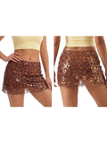 Womens Summer Sequined Mini Skirt Slim Fit Stylish Beaded Geometric Pattern Low Rise Short Skirts