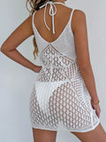 Women's Dress Women's Sexy Hollow Woven Suspender Skirt Hand Crochet Splicing Beach Bikini Smock Long Dresses for Women