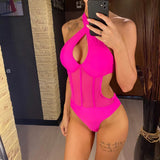 S - XL Underwired Cut Out Halter Women Swimwear One Piece Swimsuit Female Monokini High Cut Bather Bathing Suit Swim Lady V4418