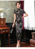 Large Size Sexy Slim Long Qipao Dress Women Retro Elegant Cheongsam Short Sleeve Brocade Dragons and Phoenixes Clothes Vestidos