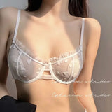 Everyday French Lace Bra Set Wireless Small Bust Support Anti Sagging Lightly Lined Comfort Sexy S-XL MOYISU Sexy Panty Tushy AB