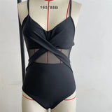 S - XXL Sexy Mesh See Through Women Swimwear One Piece Swimsuit Women's Swimwear Ruched Push Up Bathing Suit Swim Beach Wear