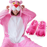 Pink Leopard Kigurumi Unicorn Pajamas Sets Flannel Animal Pyjamas Ladies Winter Nightie Sleepwear Homewear Cosplay Slipper