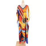 2026 New Colorful Kaftan Tunic Beach Dress Beach Wear Beachwear Beach Cover Up Cover-upsLoose Maxi Dress Female Women V4428